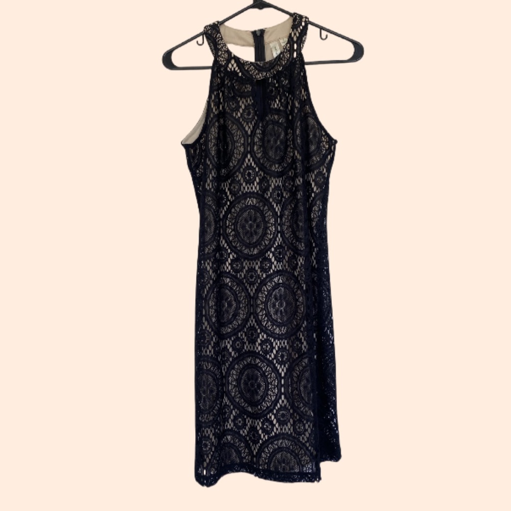 Tacera black lace sleeveless dress